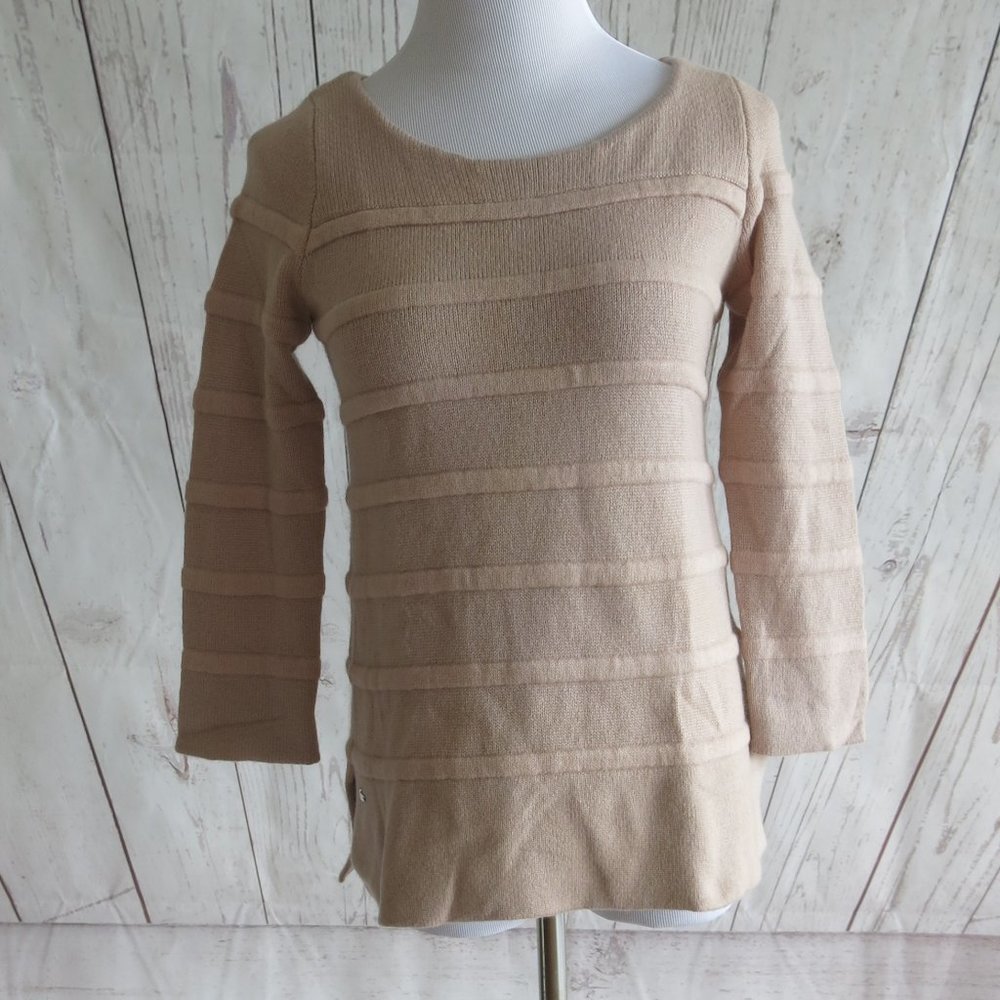 Lacoste 3/4 Sleeve Scoop Neck Cashmere Wool Blend Sweater Top - Size 34